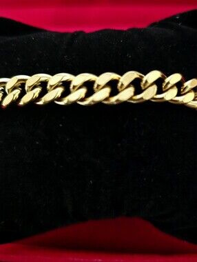 Chunky 18K Gold -plated Cuban Link Chain Bracelet Shiny Thick Curb Link Adj. B05